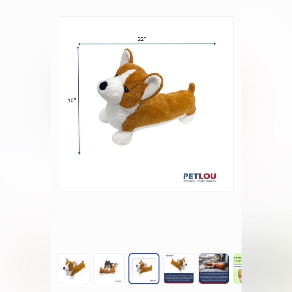 Petlou Classic Corgi Squeaky Dog Toy, 22 inch